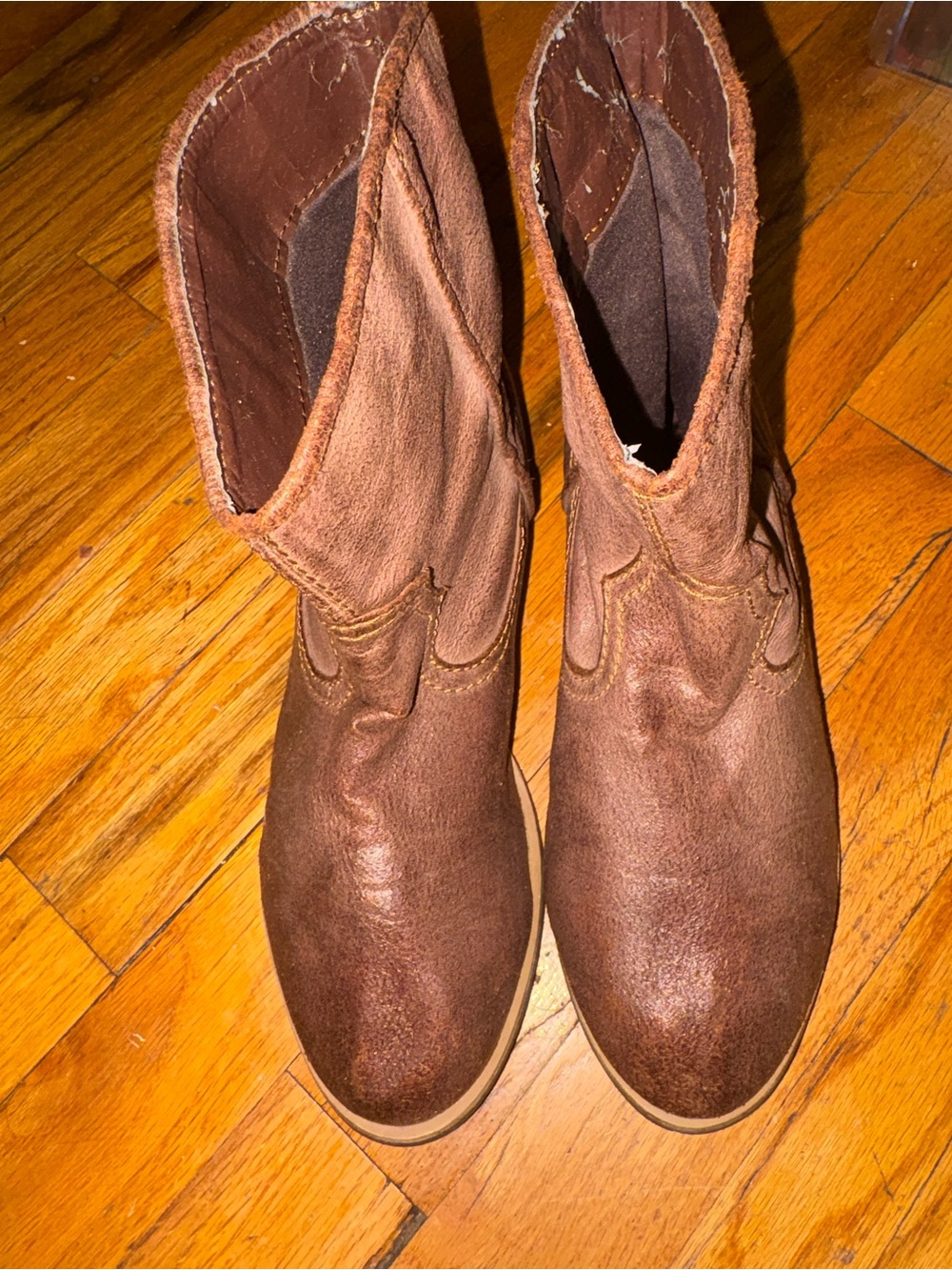 GAP ankle length Western-style boots distressed brown. W/7